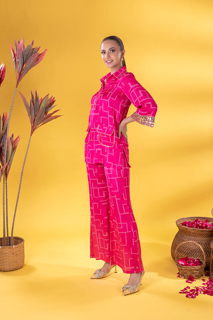 Gulabi Bandhani Co-ord